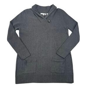 NWT Eight Eight Eight Charcoal Shawl Collar Sweater Tunic Soft Knit Pockets - L